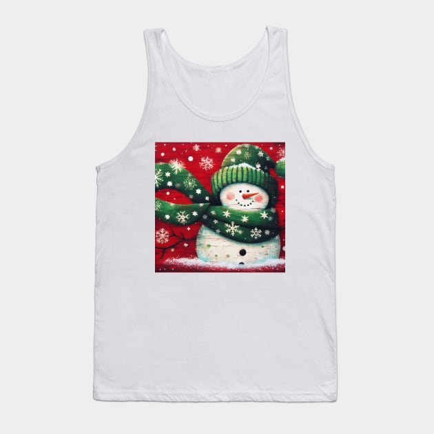 Vintage Folk Art Snowman Tank Top by MtWoodson